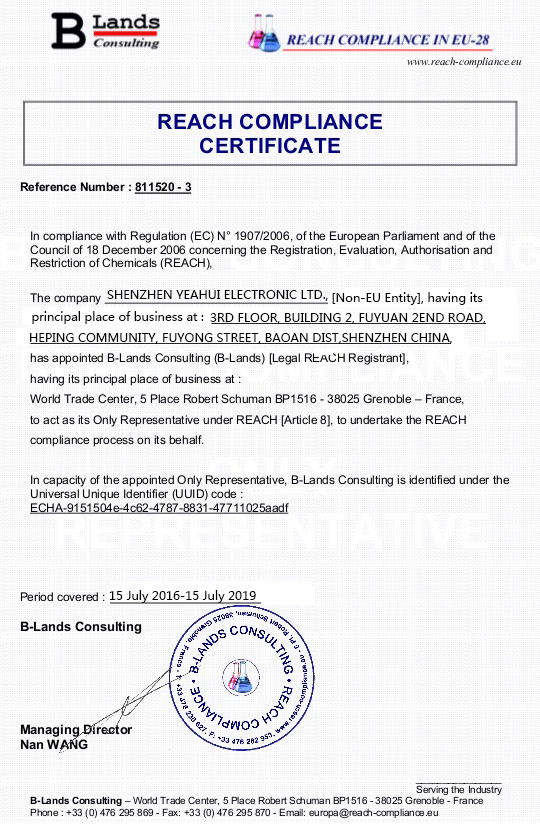 reach compliance certificate