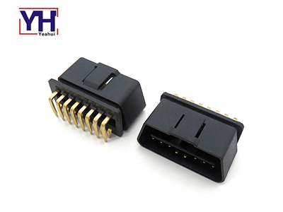 J1962 Conector Obdii latón dorado plateado soldadura 90 grados para PCB de alta calidad