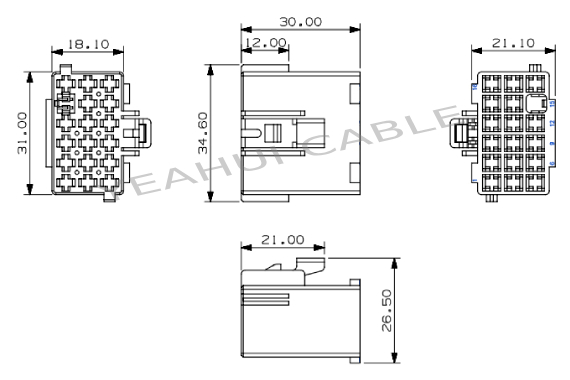 Automotive 18pin electrical female connector