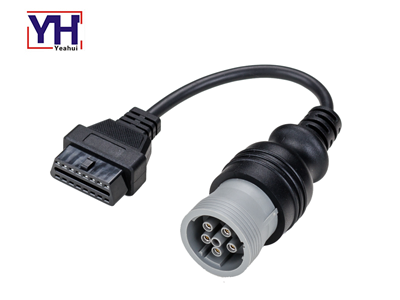 YH6004 a YH1003-1 Deutsch 6pin receptáculo HD16-6-12S a OBDII 16Pin hembra camión cableado arnés