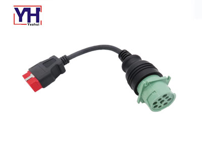 obd2 16 pin male to deutsch hd 9 pin male green truck diagnostic cable