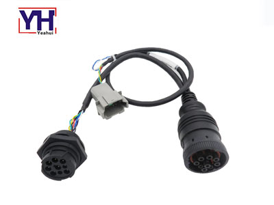 black deutsch hd 9 pin female to hd 9 pin male and dt 8 pin male diagnostic cable