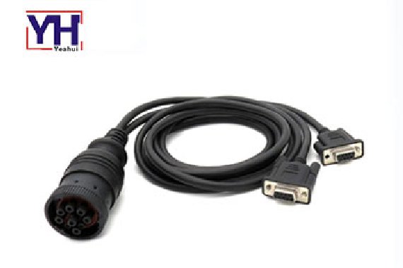 Deutsch negro hd 9pin hembra a 2 D-sub 9pin hembra arnés de cableado