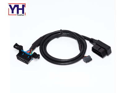 ángulo recto obd conector de 16 pines macho a hembra y cable de diagnóstico de la carcasa