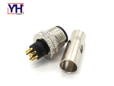 waterproof circular shield M series plug M12 8pin male connector