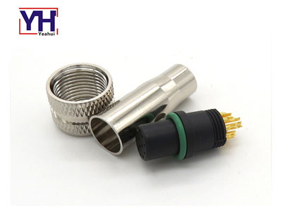 escudo circular impermeable M12 conector hembra de 12 pines