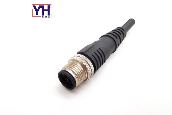 Molding waterproof circular shield M12 plug 12 pin male connector