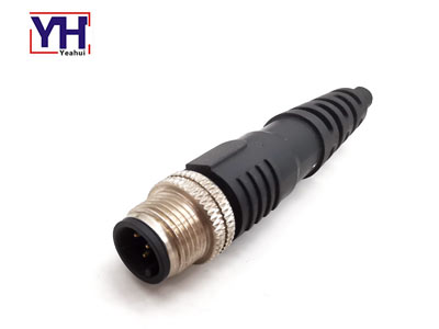 Molding waterproof circular  M series plug M12 5pin male connector